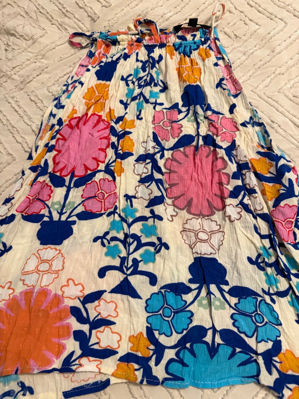 RACHEL Rachel Roy White Floral Print shirt  with Pink Blue Orange Accents
